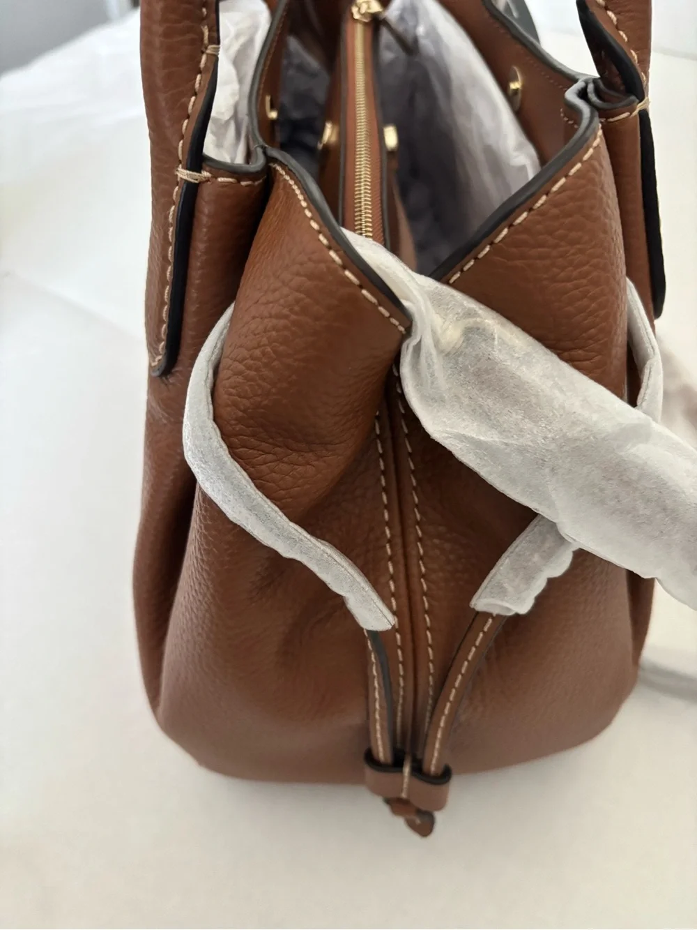 New kate spade New York Large Brown Dumpling Pebble Leather Satchel